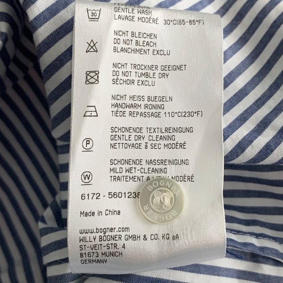 Bogner tunic top Women’s 6 Blue White Stripe Orange Crochet Detail Hidden Button - Picture 7 of 12